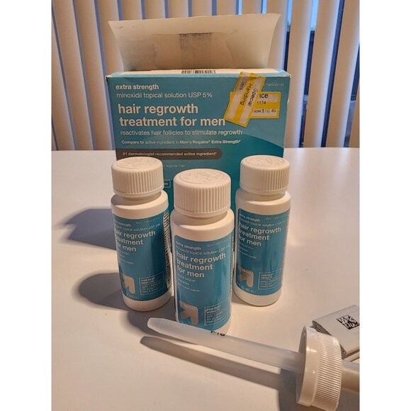 Extra Strength Minoxidil 5% w/v Hair Regrowth Treatment for Men 3 Month Supply - Picture 1 of 2